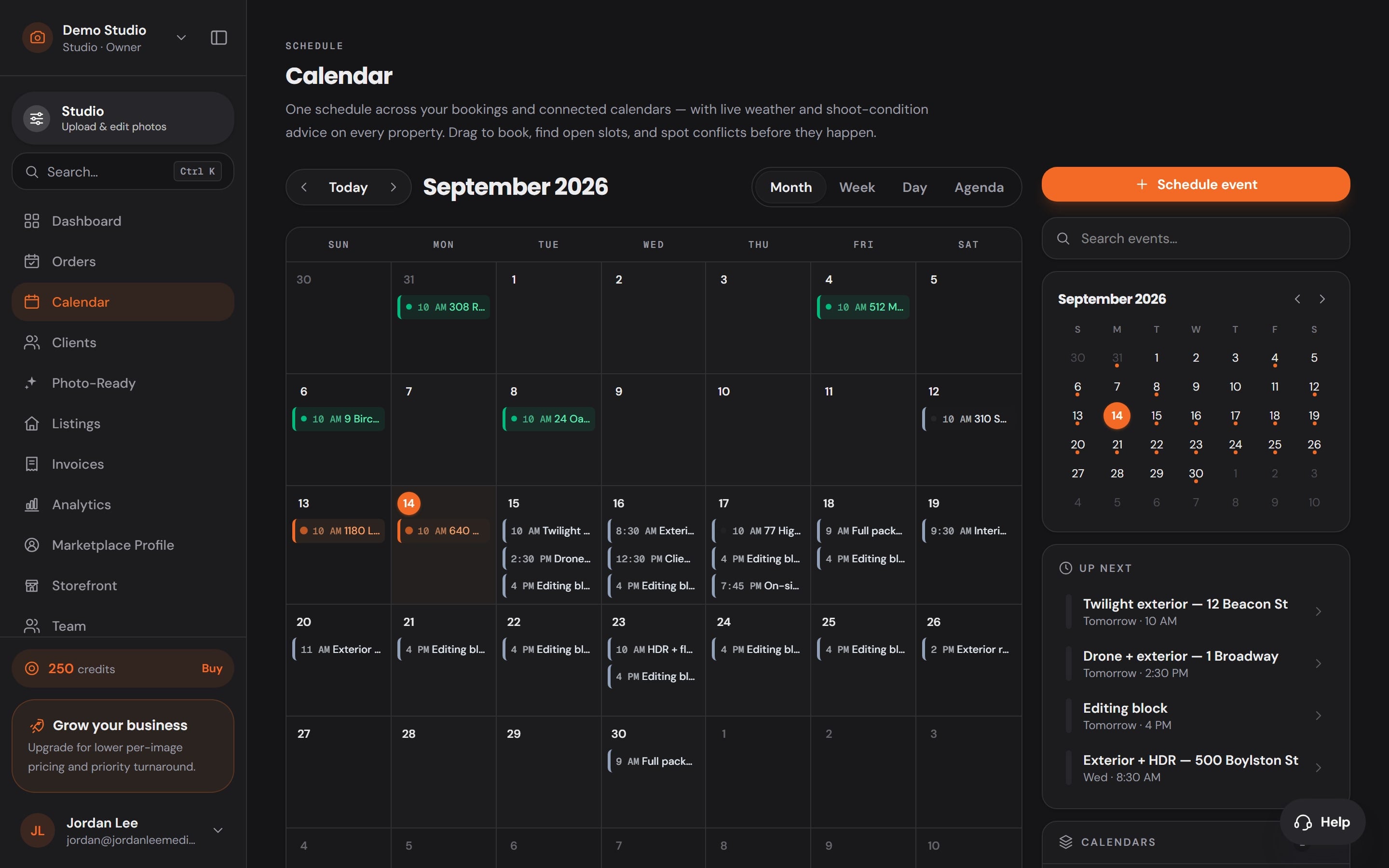 The Workspace calendar