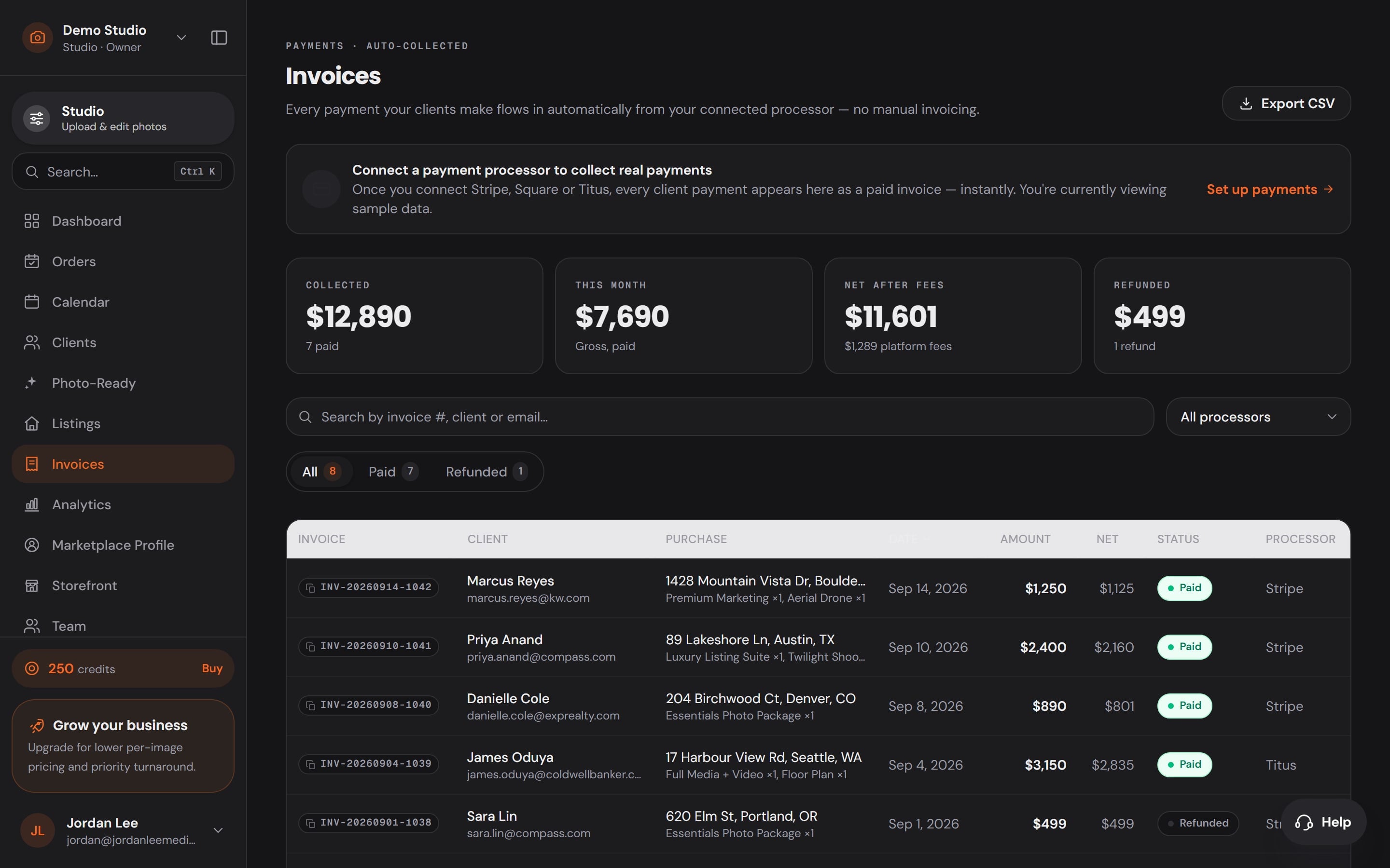Invoices in Workspace