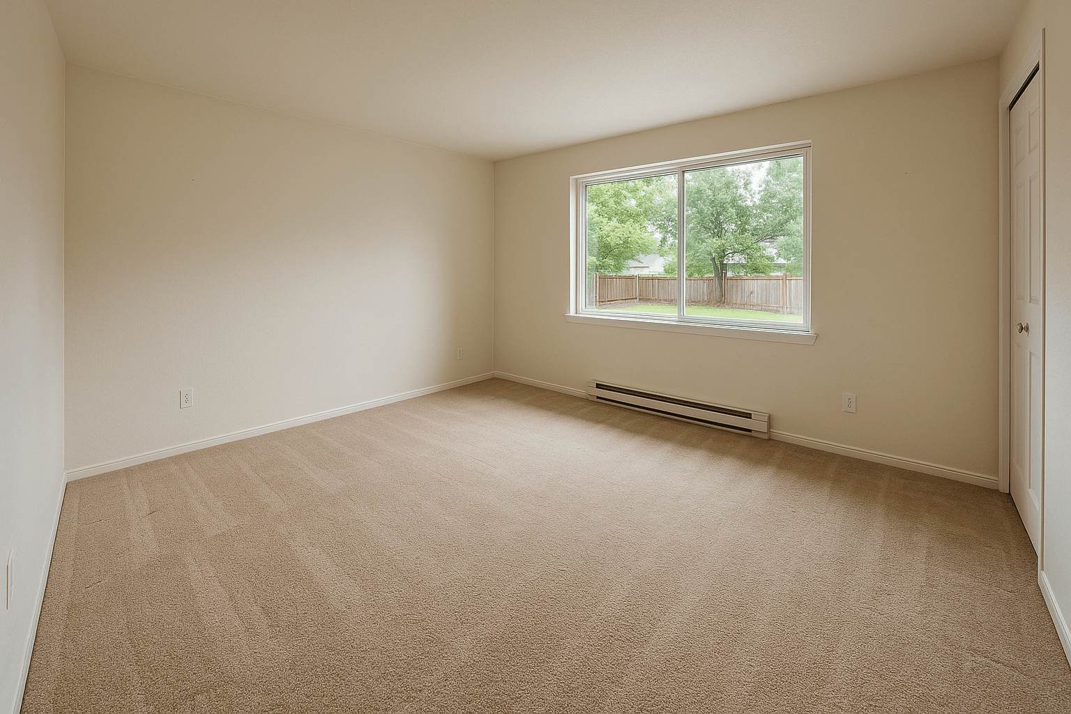 Virtual staging of an empty living room, third camera angle — before