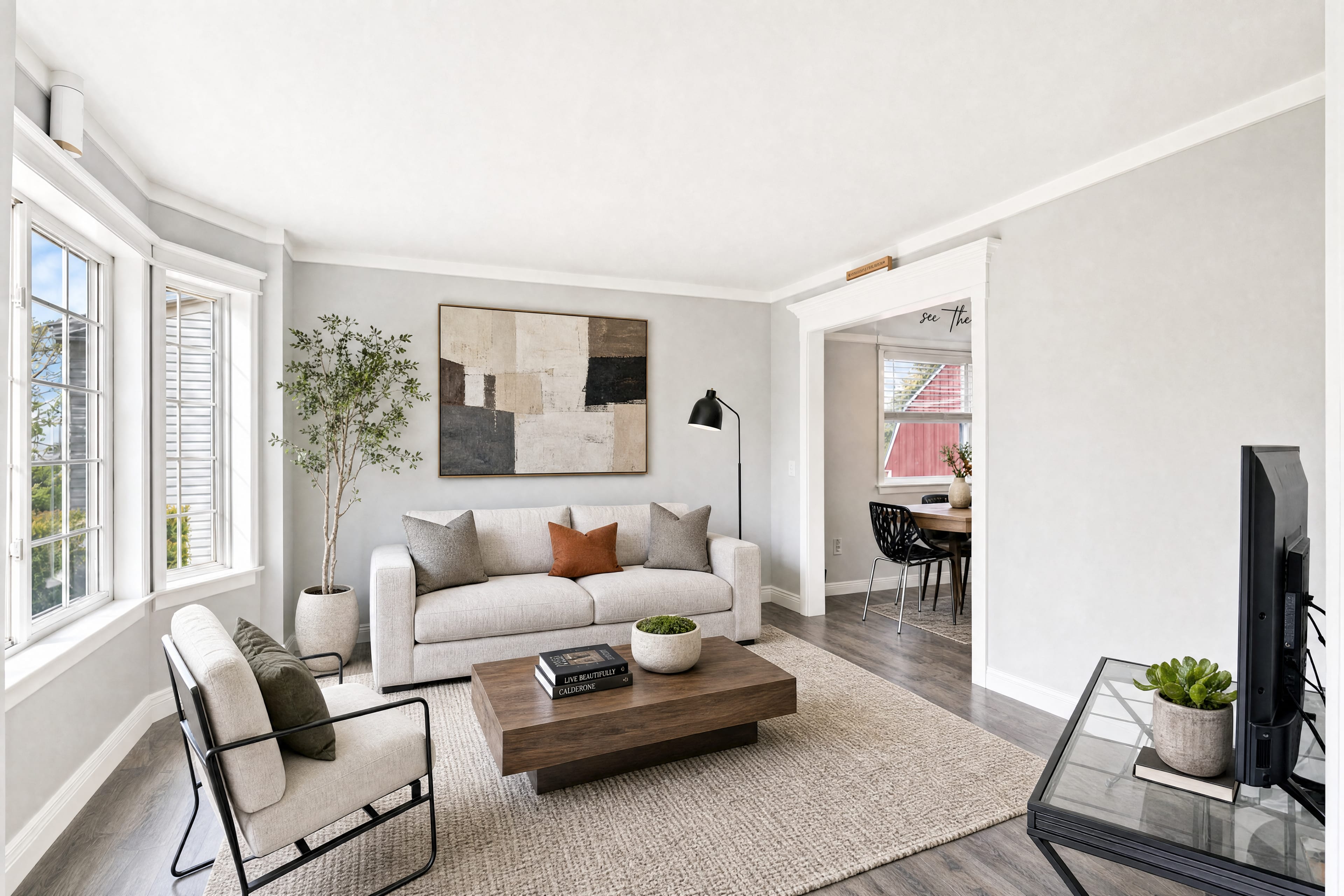 Virtually staged living room
